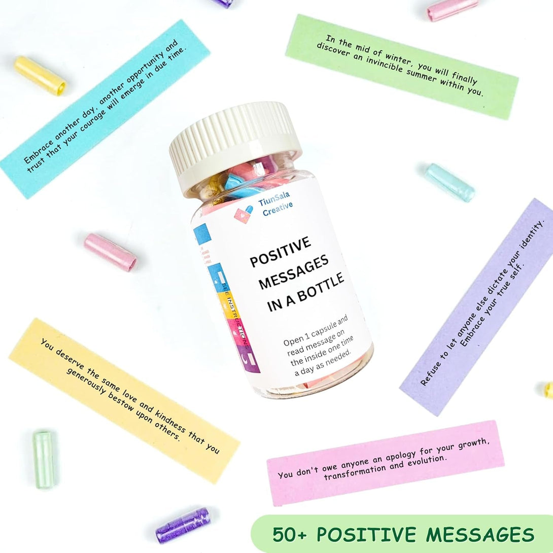 50 Positive Messages in Bottle,Adult Stress Relief Gifts, Self Care Kit for Mediation, Positive Affirmation Gifts for Women, Self Care Kit for Mediation, Unique Health and Wellness Gifts