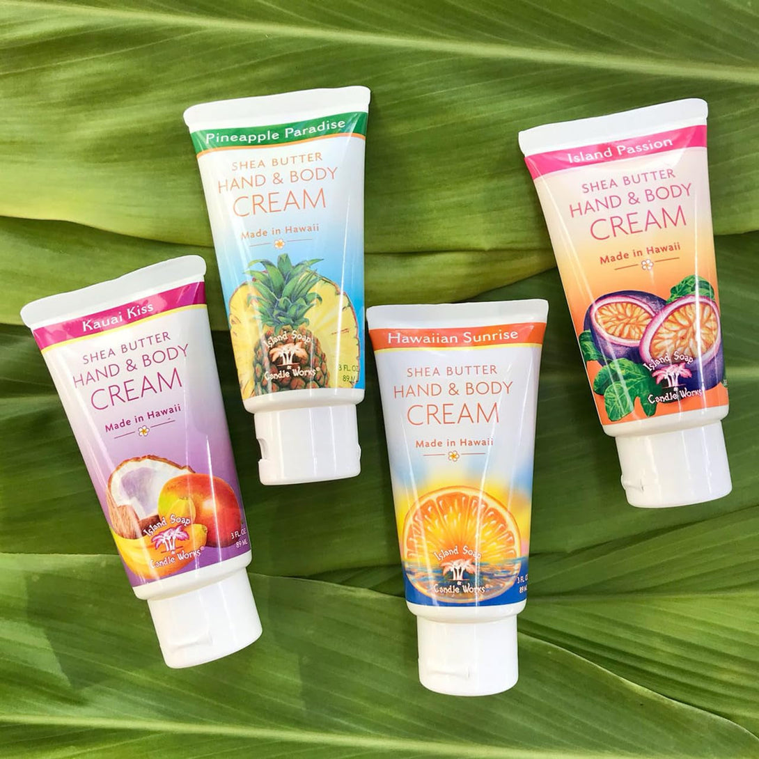 Island Soap and Candle Works Shea Butter Body Cream for Men and Women - Body Moisturizer for Dry Skin - Beauty and Personal Care - Hawaiian Gifts - Hawaiian Sunrise, 3 Fl Oz. Bottle