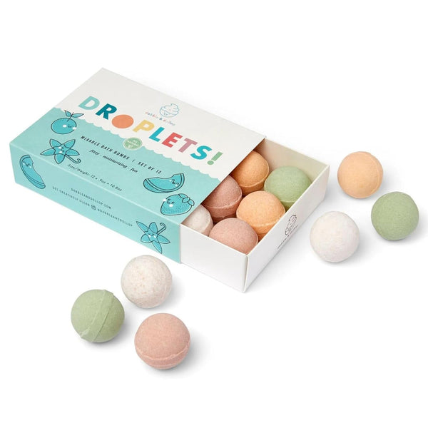 Dabble & Dollop Bath Bombs, 100% Natural Droplets for Kids, Original Scents - USA Made, Moisturizing & Fun Droplets, Paraben & Sulfate Free, Vegan, Gluten-Free (Set of 12)