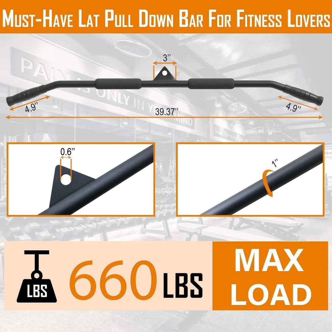 39.4'' Lat Pull down Bar with Swivel, Non-Slip Lat Pulldown Attachments for Cable Machine LAT Pull down Machine, Lat Pulldown Bar Cable Machine Attachment Cable Attachments for Gym