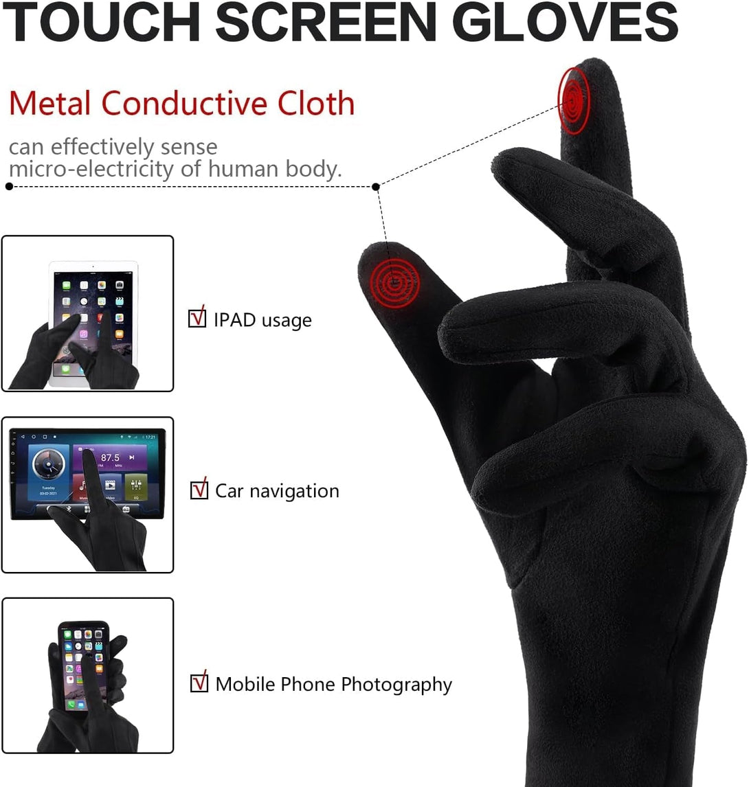 Women'S Gloves Winter Touch Screen Texting Comfortable and Warm Double-Sided Velvet Lining Thickened Warm 2 Pairs