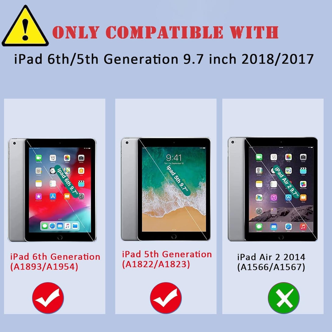 SIBEITU Ipad 6Th Generation Cases for Kids | Ipad 5Th Generation Case 9.7 Inch W/Pencil Holder Ipad 9.7 Case W/Stand for Boys Girls | Heavy Duty Rugged Ipad Case for 6Th/5Th 2018/2017 Purple
