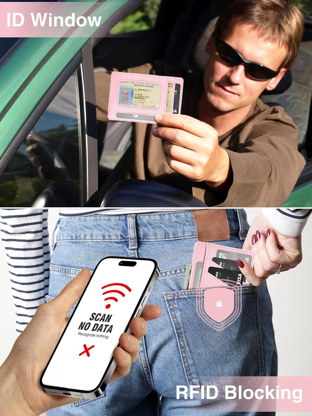 Minimalist Wallet Credit Card Holder Slim Wallet for Men Women, Soft Leather Front Pocket Wallet Small Compact Wallet Thin Card Case ID Window RFID Blocking Card Organizer Quick Access You Need