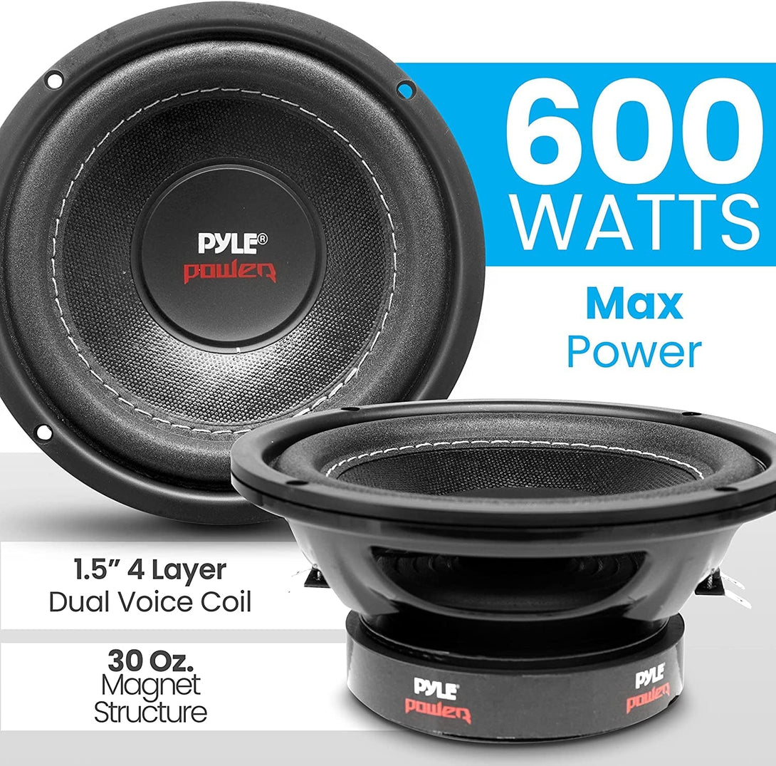 Pyle Car Vehicle Subwoofer Audio Speaker - 6.5 Non-Pressed Paper Cone, Black Plastic Basket, Dual Voice Coil 4 Ohm Impedance, 600 Watt Power, Foam Surround for Vehicle Stereo Sound System -PLPW6D