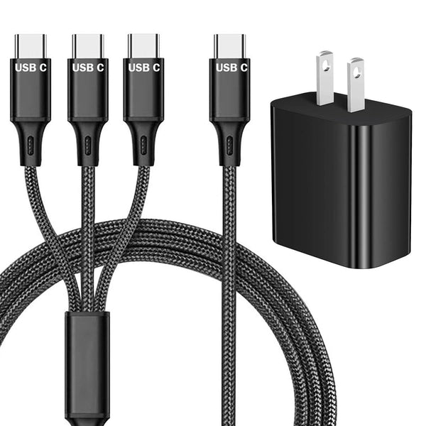 20W USB C to Multi 3 USB C Charging Cable, Dual USB C Power Adapter Charger,Type-C Splitter to Charger Cord, 3 in 1 Type C Braided Cable for Iphone 15 Pro Max/Samsung Galaxy/Tablets/Google Pixel/Dji