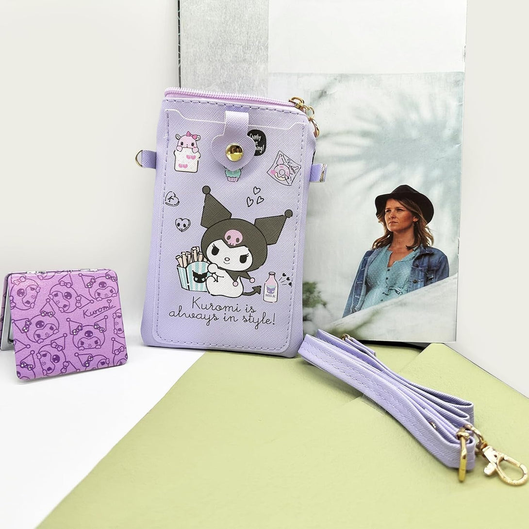 Kawaii Small Crossbody Cell Phone Purse, Cartoon Phone Bag, Cell Phone Wallet Shoulder Bag with Credit Card