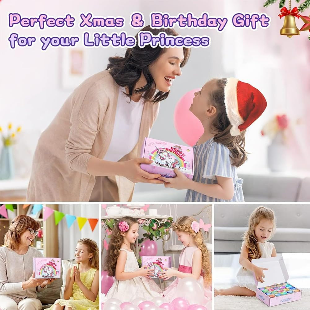 Unicorn Bath Bombs for Girls Kids, 20 Pack Bath Bombs Gift Set With, Handmade Bath Bombs for Girls with Surprise Inside, Birthday Children'S Day Halloween Christmas Gifts