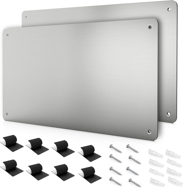 17.1" X 11.8" 2 Pack Stainless Steel Magnetic Board - Magnet Bulletin Board to Display Magnetic Letters Numbers Animal, Poetry, Spice Jars, Notes, Photos, Suitable for Wall, Refrigerator, Cubicle
