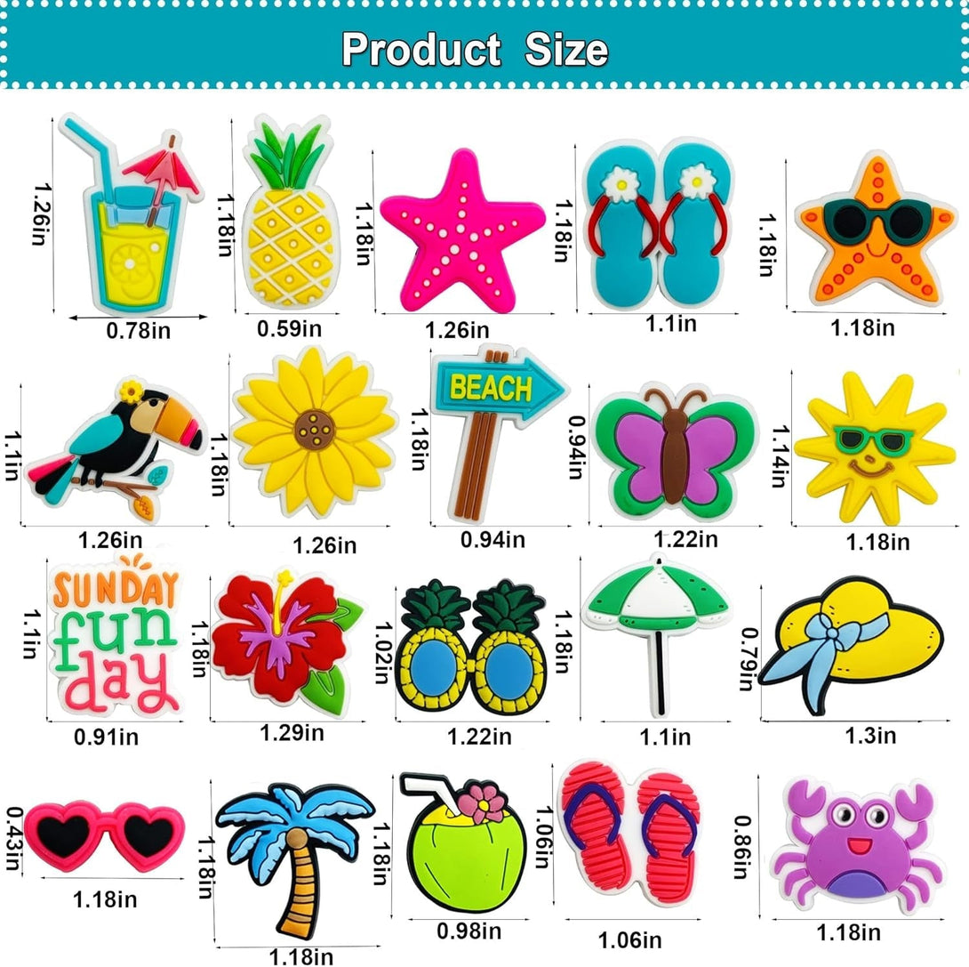 20PCS Beach Charms for Bogg Bag, Hawaii Accessories with Sturdy Clips for Totes, Rubber Bag Accessories, Decoration Charms for Girls Women