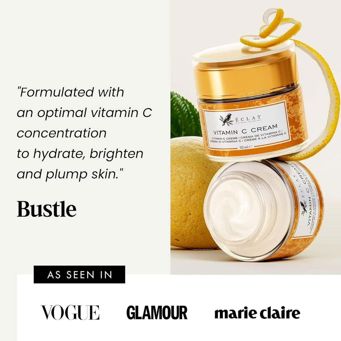 Vitamin C Moisturizer for Face with Hyaluronic Acid & Squalane - Face Brightening Cream - anti Aging, Firming & Hydrating Moisturizer for All Skin Tone 50 Ml