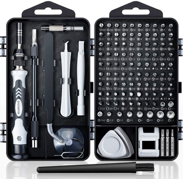 SHOWPIN 122 in 1 Precision Computer Screwdriver Kit, Laptop Screwdriver Sets with 101 Magnetic Drill Bits, Computer Accessories, Electronics Tool Kit Compatible for Tablet, PC, Iphone, PS4 Repair