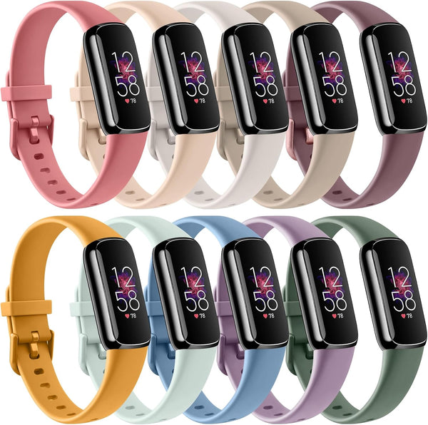 10 Pack Bands for Fitbit Luxe Bands Women Men, Soft Silicone Wristband Adjustable Sport Replacement Strap for Fitbit Luxe Fitness and Wellness Tracker