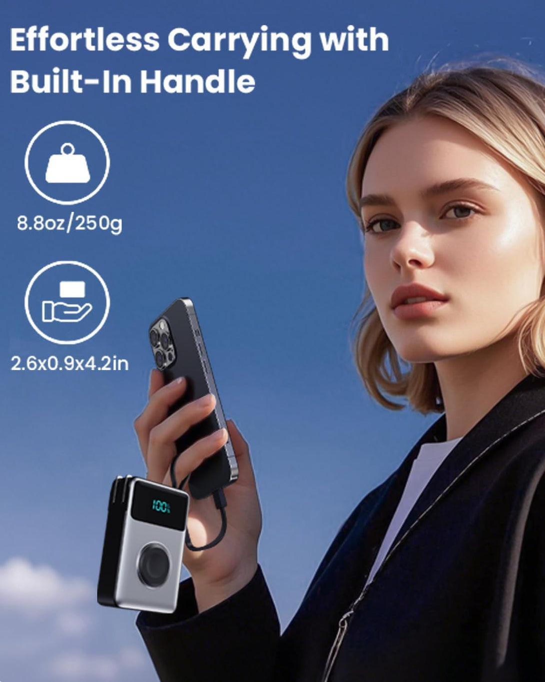 4-In-1 Portable Charger with Built-In Wall Plug&Usb-C Cables,10800Mah Power Bank with Iwatch Charger,Qc4.0+Pd 25W Fast Charging Battery Pack,Travel Essentials for Iphone 16/15/14/13/12,Apple Watch Etc