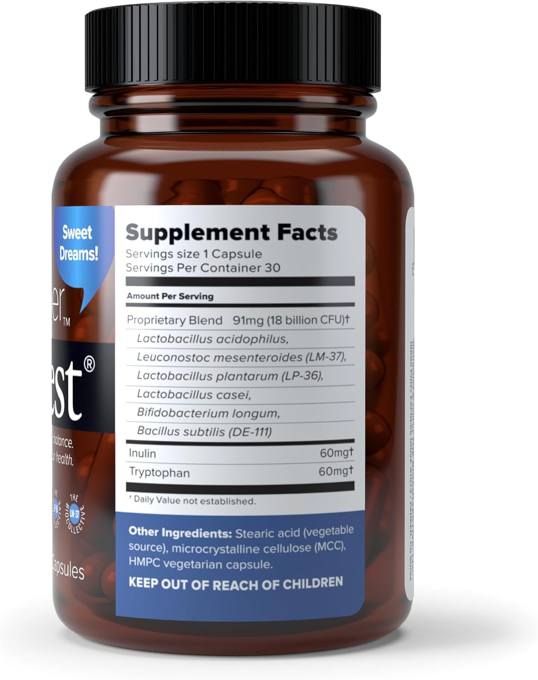 Simple Slumber Probiotics to Help Improve Sleep Quality and Gut Health, 18 Billion CFU, Non-Gmo and Gluten Free, 30 Capsules