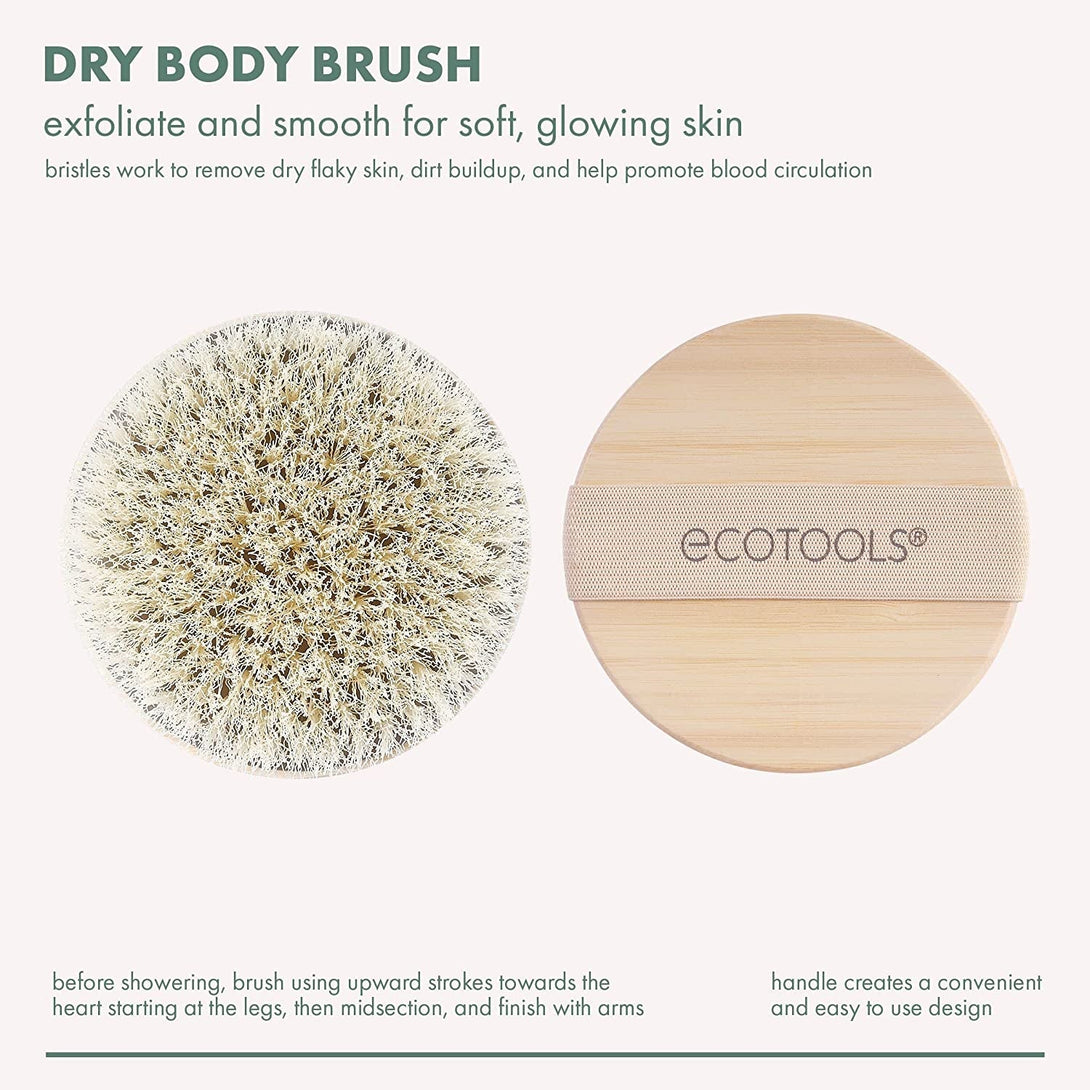 Ecotools Dry Body Brush, Cruelty-Free Bristles Exfoliate & Smooth Skin, Dry Brushing Removes Dry Skin, May Help Improve Circulation & Skin Tone, Eco-Friendly Skincare Tool, Vegan, 1 Count
