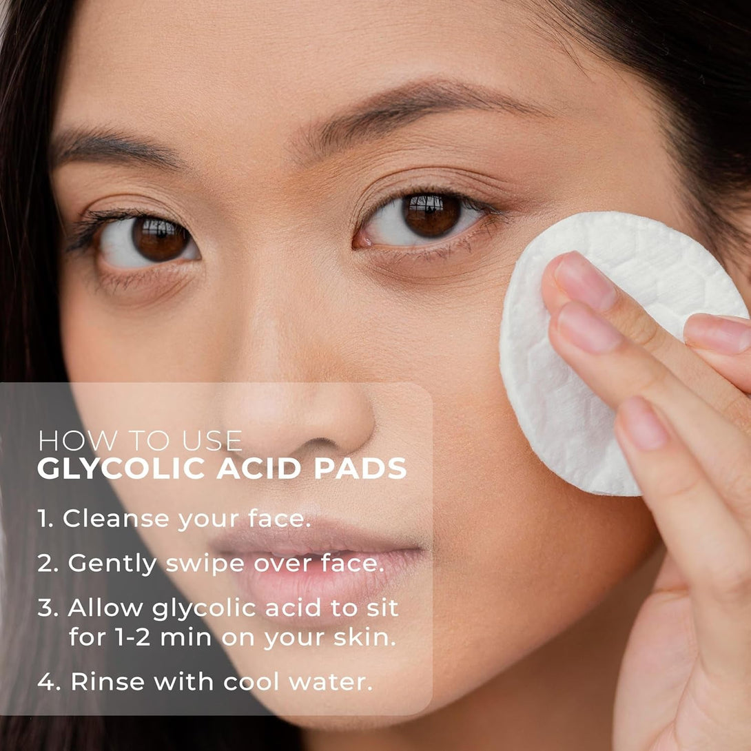 Glycolic Acid Pads - Resurfacing Pads for Face 20% - Exfoliating Peel Pad for Body and Dark Spots - Fine Lines and Wrinkles - 60 Count