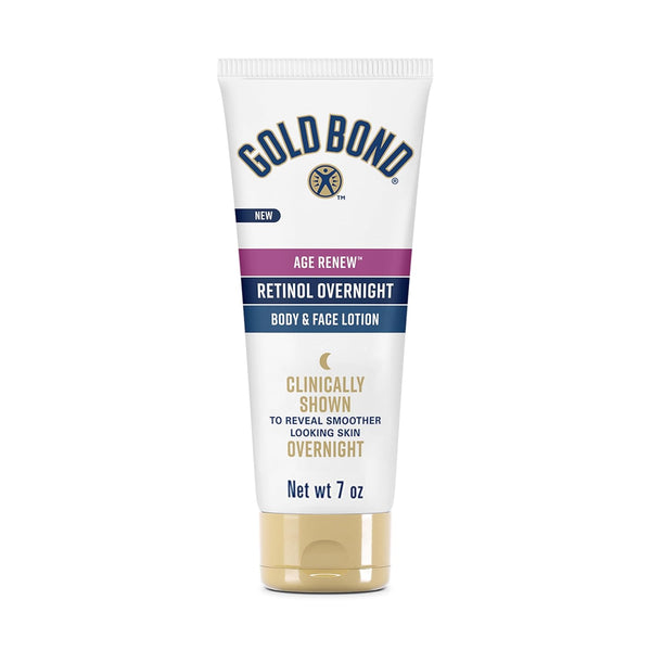 Gold Bond Age Renew Retinol Overnight Body & Face Lotion, with Retinol & Peptide Complex, for Dry Skin, 7 Oz.