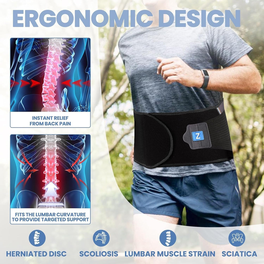 Back Brace Lower Back Pain Relief & Posture Corrector Back Support Breathable Soft Mesh Design,Adjustable Lumbar Support for Men & Women Relief from Sciatica, Scoliosis, S (Waist: 21.7"-31.5")