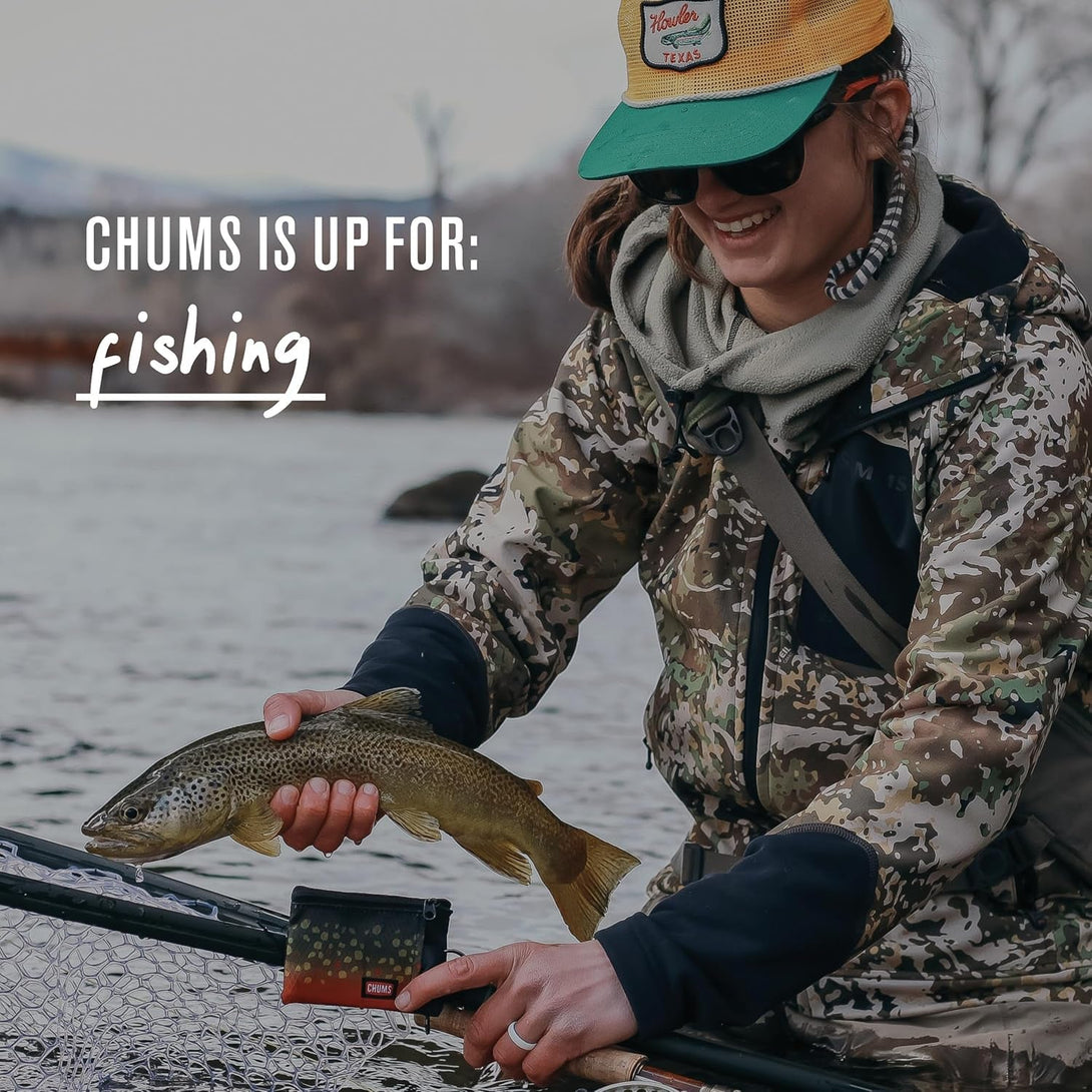 Chums Surfshorts Wallet - Lightweight Zippered Minimalist Wallet with Clear ID Window - Water Resistant with Key Ring