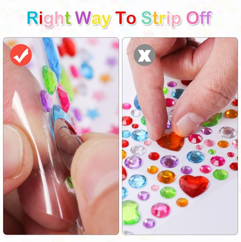 2774Pcs Gem Stickers Jewels for Crafts - Self Adhesive Rhinestone Jewel Stickers, Stick on Gems Rhinestones for Crafts, Acrylic Bling Heart Stickers, Craft Supplies for Kids