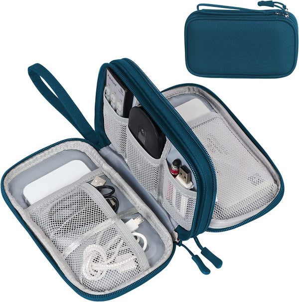 FYY Electronic Organizer, Travel Cable Organizer All-In-One Storage Bag Pouch Electronic Accessories Carry Case Portable Waterproof Double Layers for Cable, Cord, Charger, Phone, Earphone Green