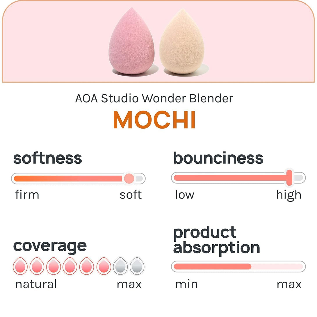 AOA Studio Collection Makeup Mochi Sponge Set Makeup Blender Latex Free and High-Definition Set of 6 Makeup Blender for Powder Cream and Liquid Wonder Blender Beauty Cosmetic (6 Count)