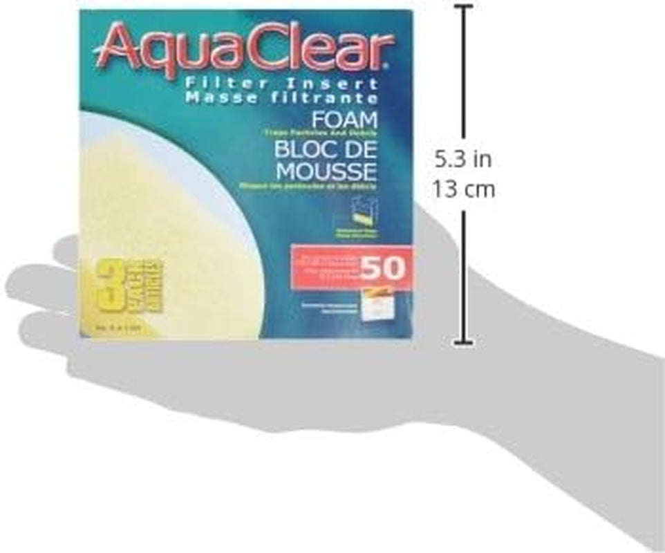 Aquaclear 50 Foam Filter Inserts, Aquarium Filter Replacement Media, 3 Count (Pack of 1), A1394
