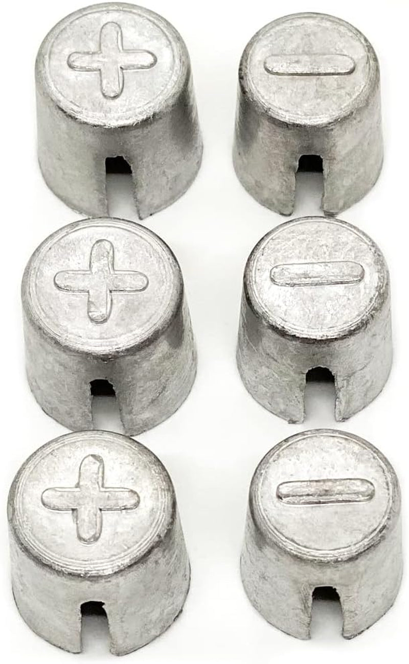 6 Pieces Battery Terminals Post Lead Shims Car Battery Post Caps Adapter Terminal Cable Ends Repair Kits for Positive or Negative Worn Posts Loose Terminal Posts Anode Cathode Sleeves Repair Shim