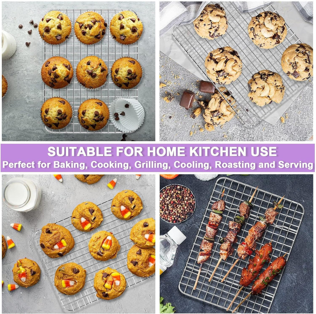 P&P CHEF Toaster Oven Pan with Wire Rack, Stainless Steel Baking Oven Sheet Tray, Bacon Pan and Cooling Rack for Cooking Roasting Cookie, Dishwasher Safe & Easy Clean, 10.5 X 8 X 1 Inch