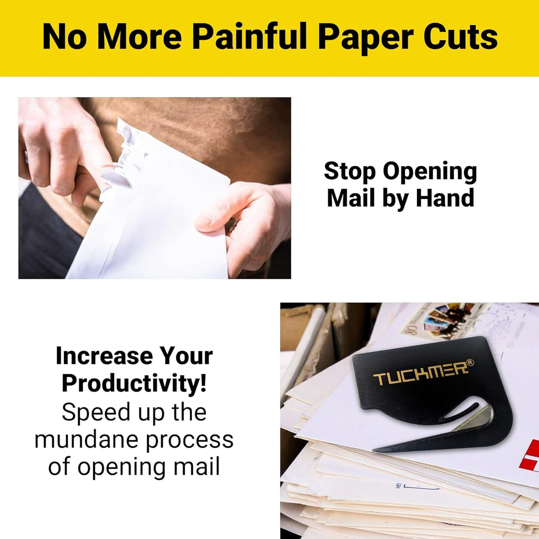 4 Pk Letter Opener Envelope Opener, Mail Cutter Slitter for Women, Men, Office, Home & Business Travelers - Mail Cutter with Safety Concealed Razor Blade and Guiding Tip for Perfect Cut - 4 Colors