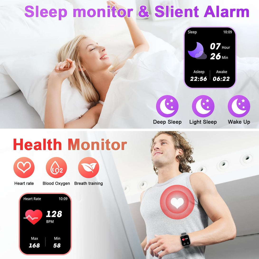 Smart Watch for Men Women Fitness: Make/Answer Call Smart Watches for Men Digital Mens Watches Running Waterproof Smartwatch Android Phones Iphone Samsung Compatible Heart Rate Monitor Step Tracker