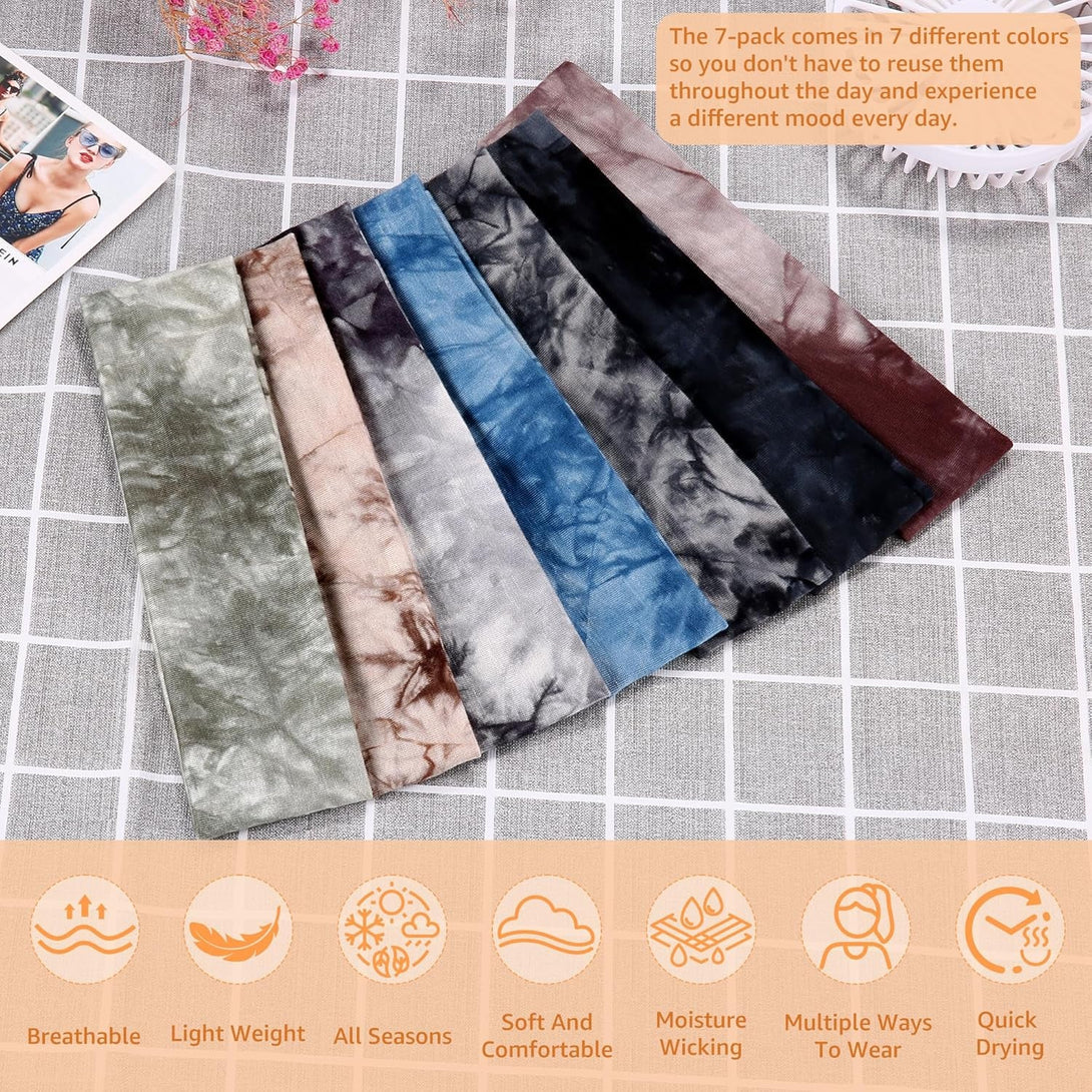 Headbands for Women Non Slip - 7PCS Fashion Sports Hair Bands for Women'S Hair, Soft Cotton Cloth Stretchy Headbands for Women for Workout Yoga Running