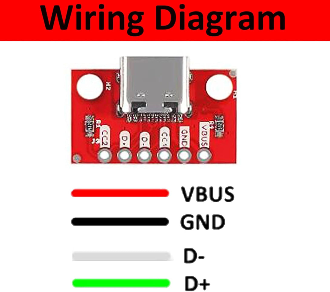 DIANN 5Pcs USB Type-C Breakout Board Serial Basic Breakout Female Connector Type PCB Converter Board