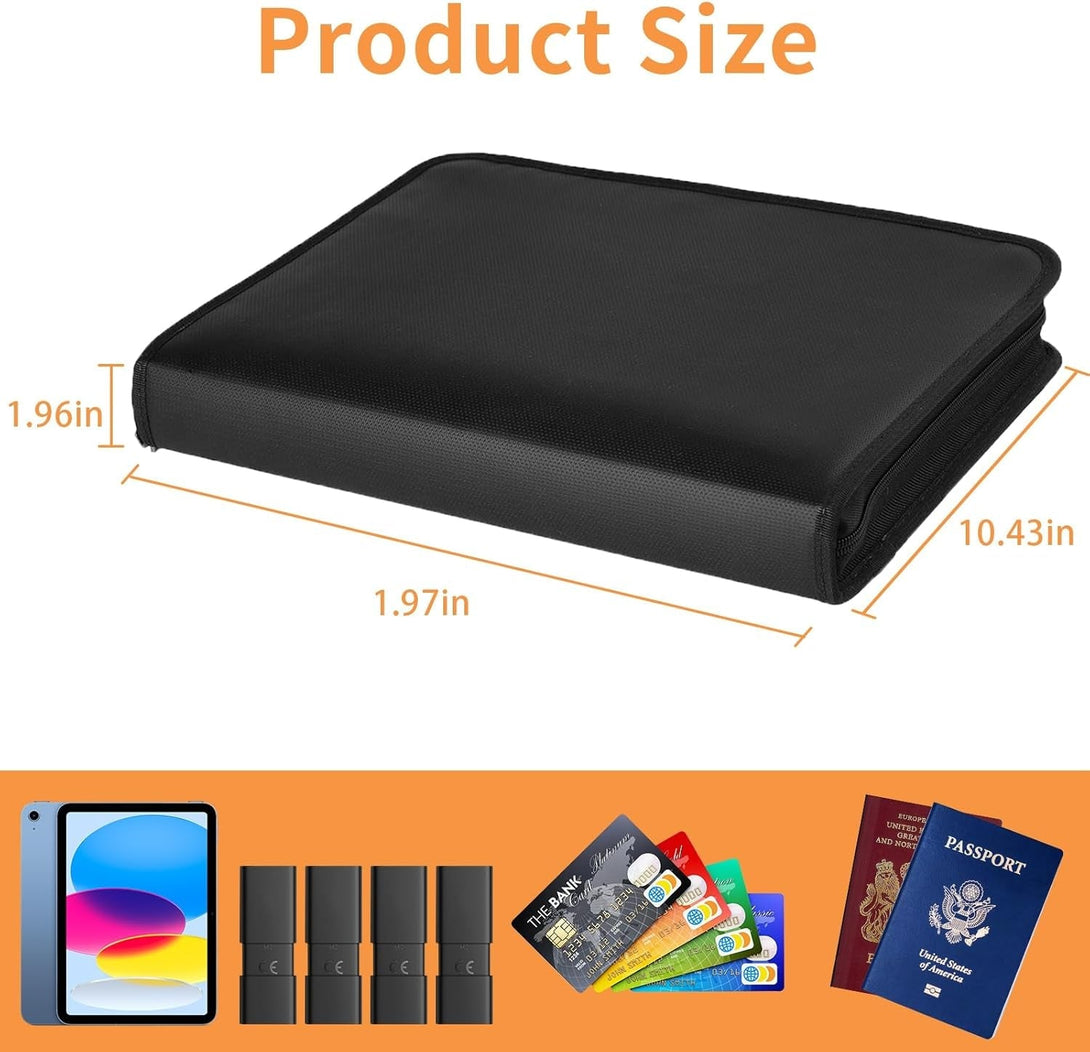 Accordion File Organizer, 12 Pocket Expanding File Folder with Multi Pockets Fireproof Folder with Zipper & Labels Portable Business Fire Safe Storage for Letter A4 Files and More