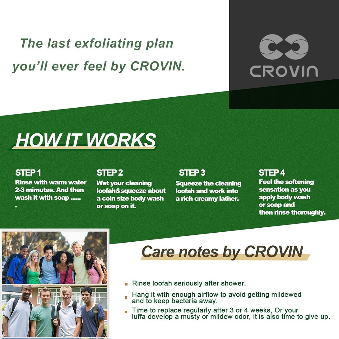 Natural Loofah Exfoliating Body Scrubber, Made with Natural Shower Loofah Sponge for Men and Women’S SPA (Pack of 4)