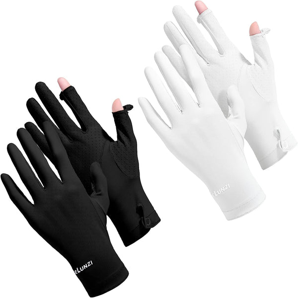 Loopeer 2 Packs Women UV Sun Protection Gloves Full Finger Touchscreen Non Slip Breathable Summer Outdoor Gloves