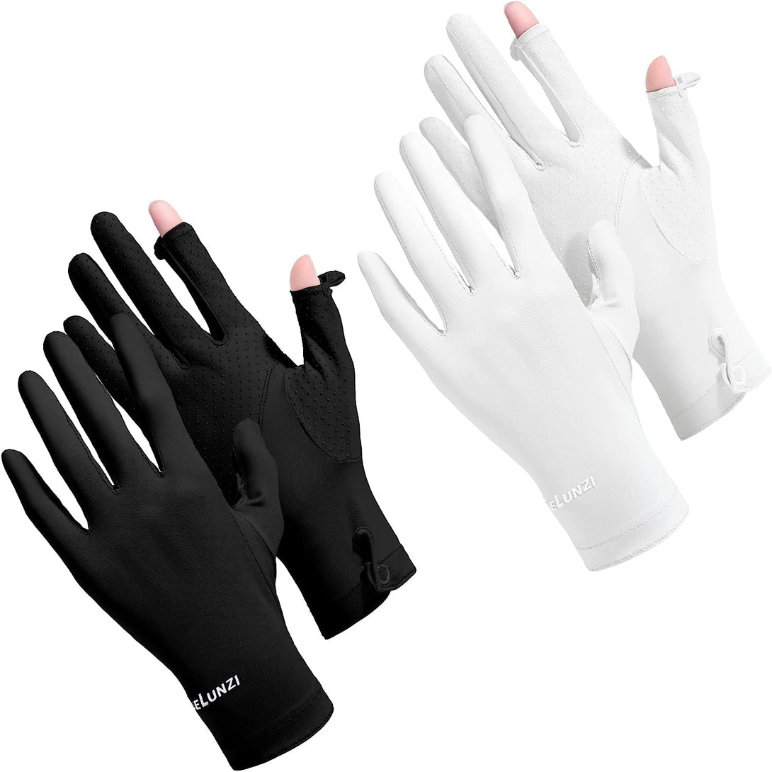 Loopeer 2 Packs Women UV Sun Protection Gloves Full Finger Touchscreen Non Slip Breathable Summer Outdoor Gloves