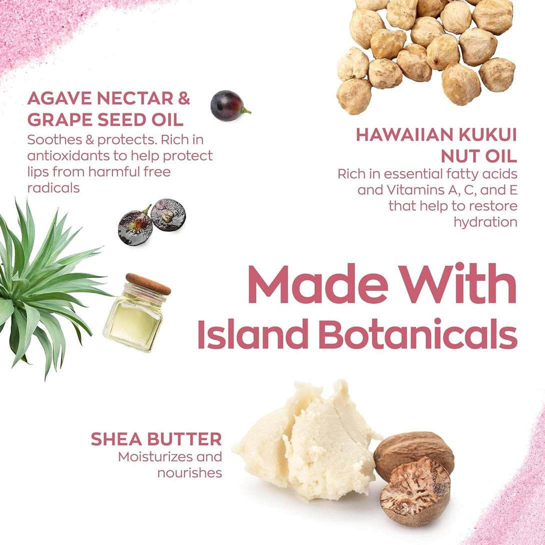Hanalei Hydrating Lip Treatment Balm – Cruelty-Free, Paraben-Free Moisturizer for Severely Dry, Chapped Lips – Kukui Oil, Shea Butter & Grapeseed Oil –Mauve Pink Tint, Travel-Size 3-Pack (5G X 3)