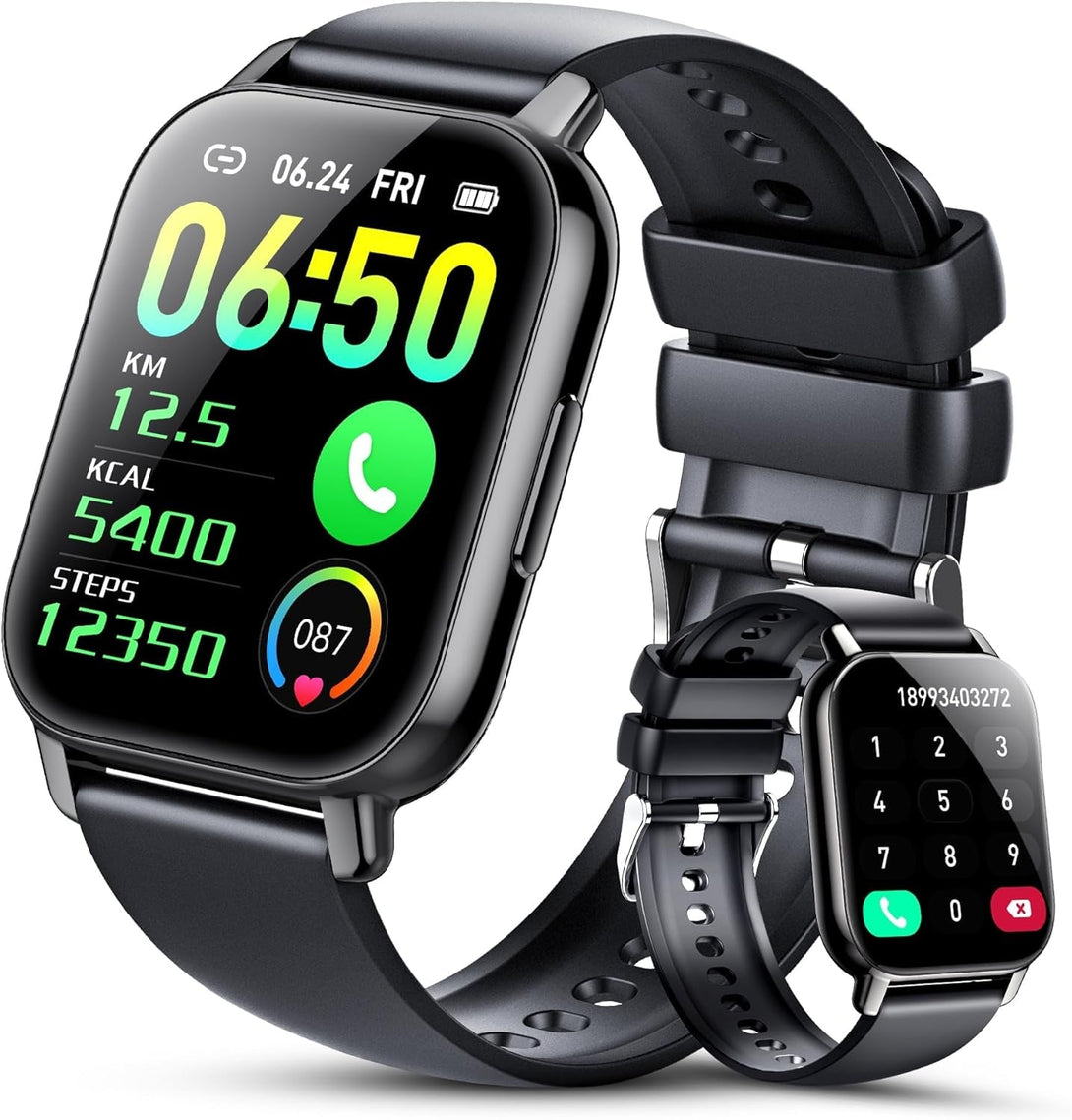 Smart Watch for Men Women(Answer/Make Call), 1.85" HD Touch Screen Fitness Watch with 24/7 Heart Rate Sleep Spo2 Monitor, 100+Sport Mode Activity Trackers for Android Ios, IP68 Waterproof, Black