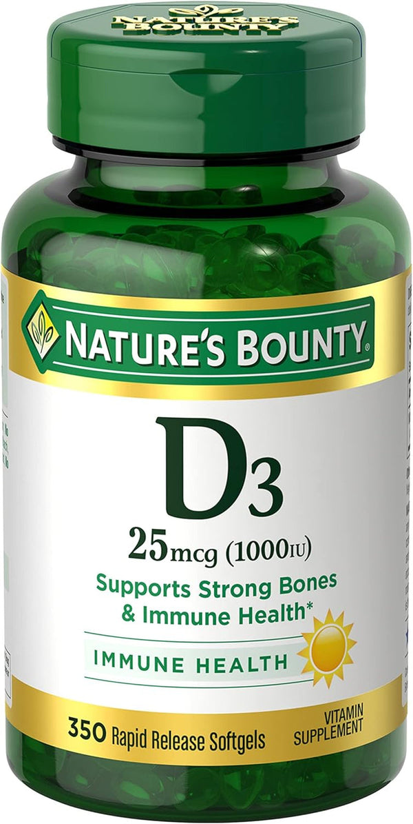 Nature'S Bounty Vitamin D3 1000 IU Softgels, Immune Support, Promotes Healthy Bones, 350 Ct