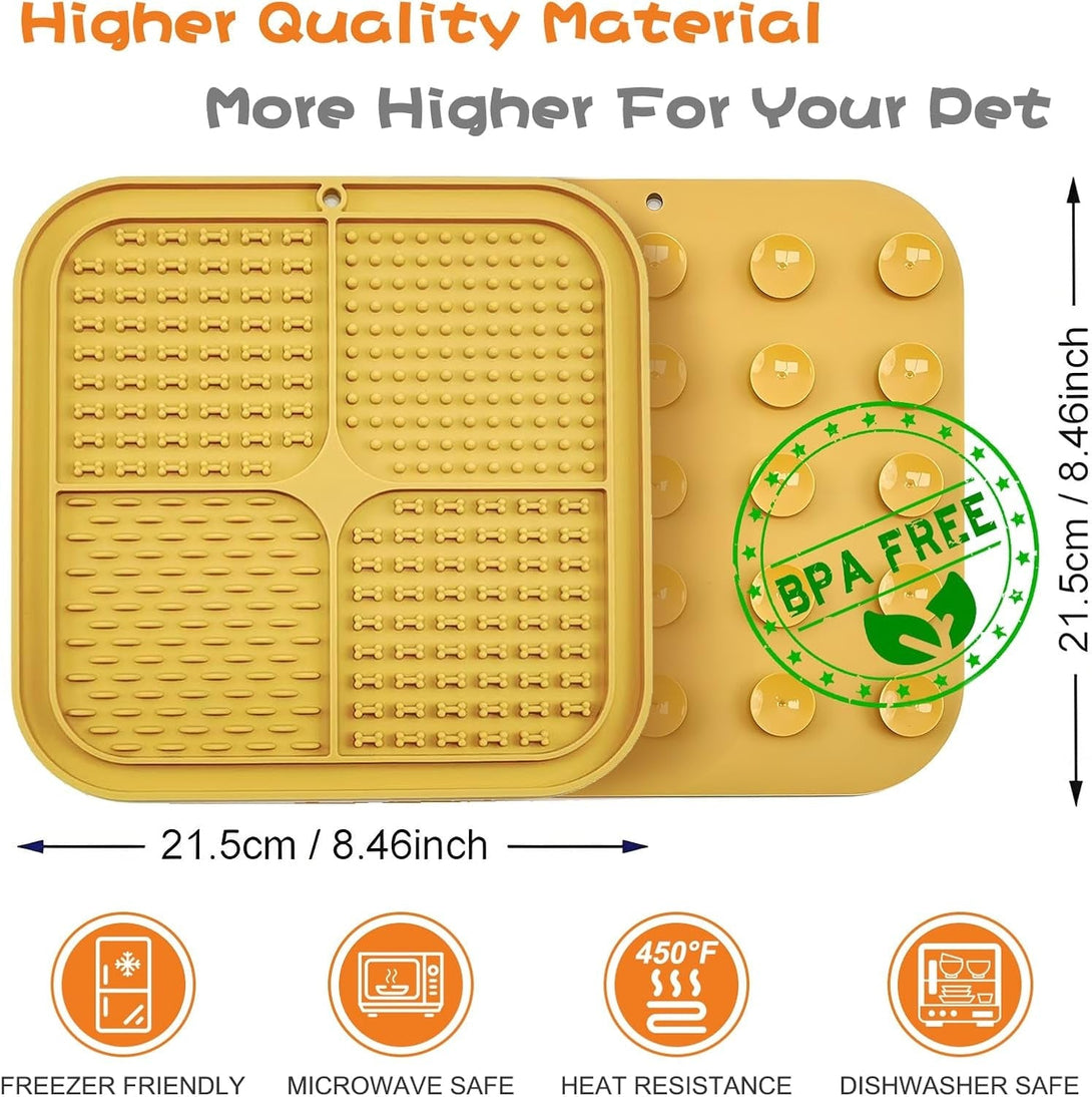 2Pcs Silicone Dog Lick Mat & Nylon Cheese Flavor Dog Chew Toys, Pet Slow Feeder Licking Mat for Butter Yogurt Peanut, Anxiety Relief Pet Supplies for Puppy Cat Kitten