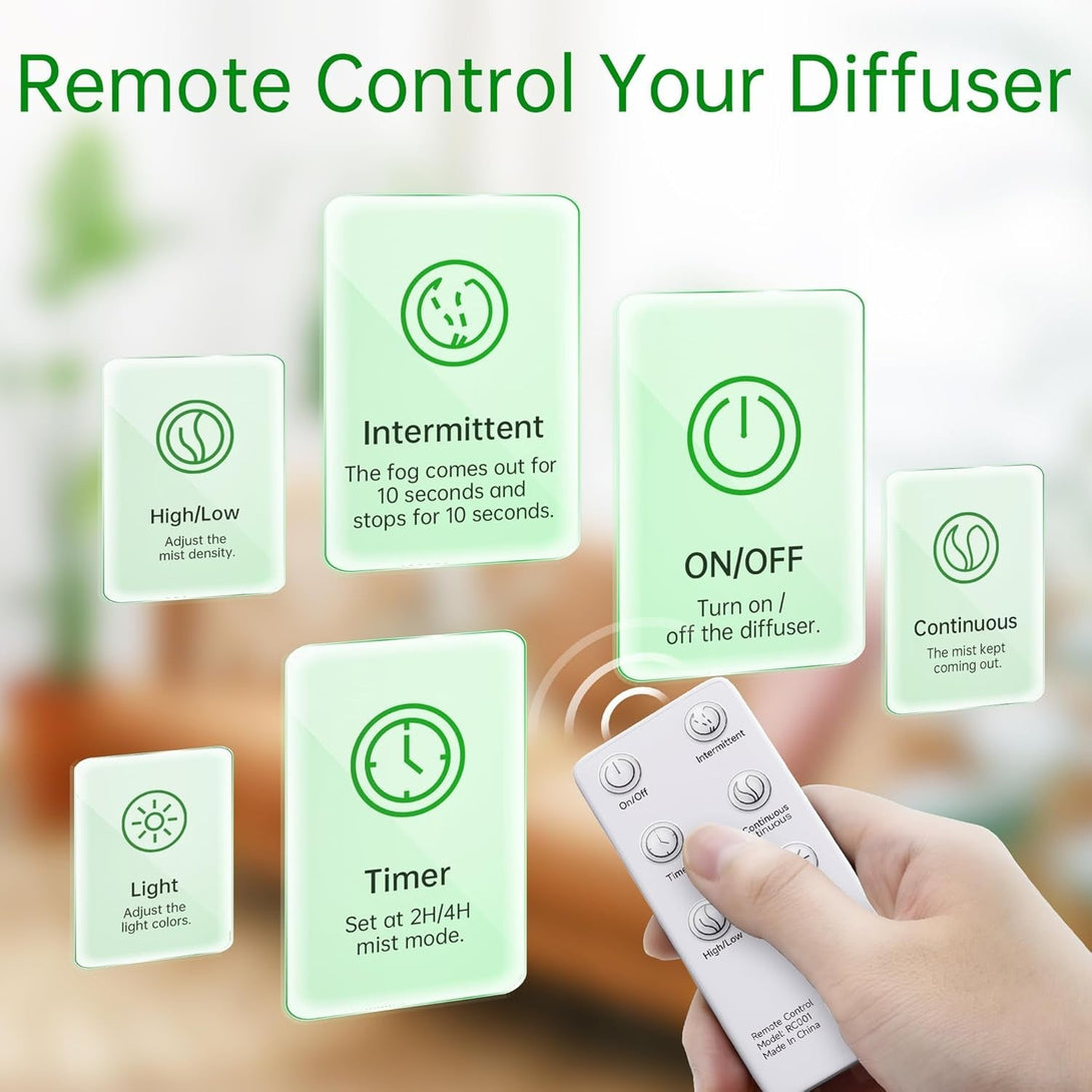 ASAKUKI Essential Oil Diffuser, Ultrasonic Aromatherapy Oil Humidifier with 7 Colors Lights 2 Mist Mode for Home