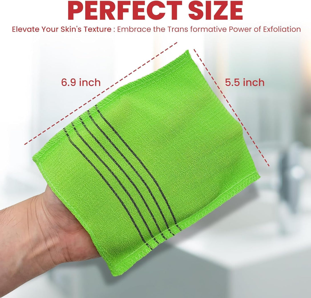 Anti-Shrink Korean Asian Exfoliating Bath Washcloths Mitt Scrub for Body Washcloth Glove Premium Viscose Rayon Onsen Towel Korea Made (6PACK)