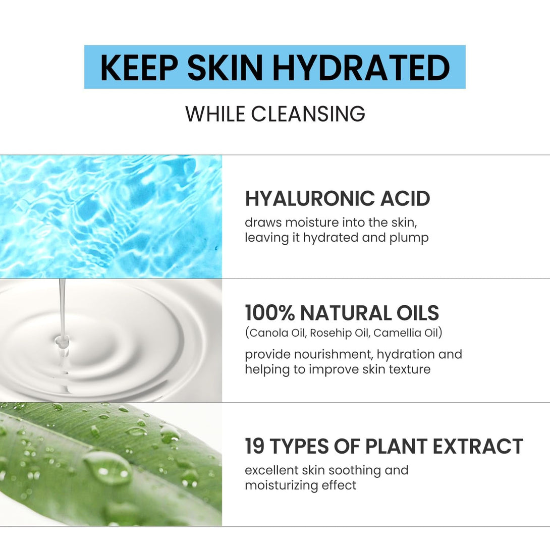 Coxir ULTRA HYALURONIC CLEANSING OIL L Gentle Korean Facial Cleanser, Blackhead, Makeup Removal with Hyaluronic Acid, Plant-Based Oils, No Mineral Oil [5.07 Fl.Oz(Pack of 1)]