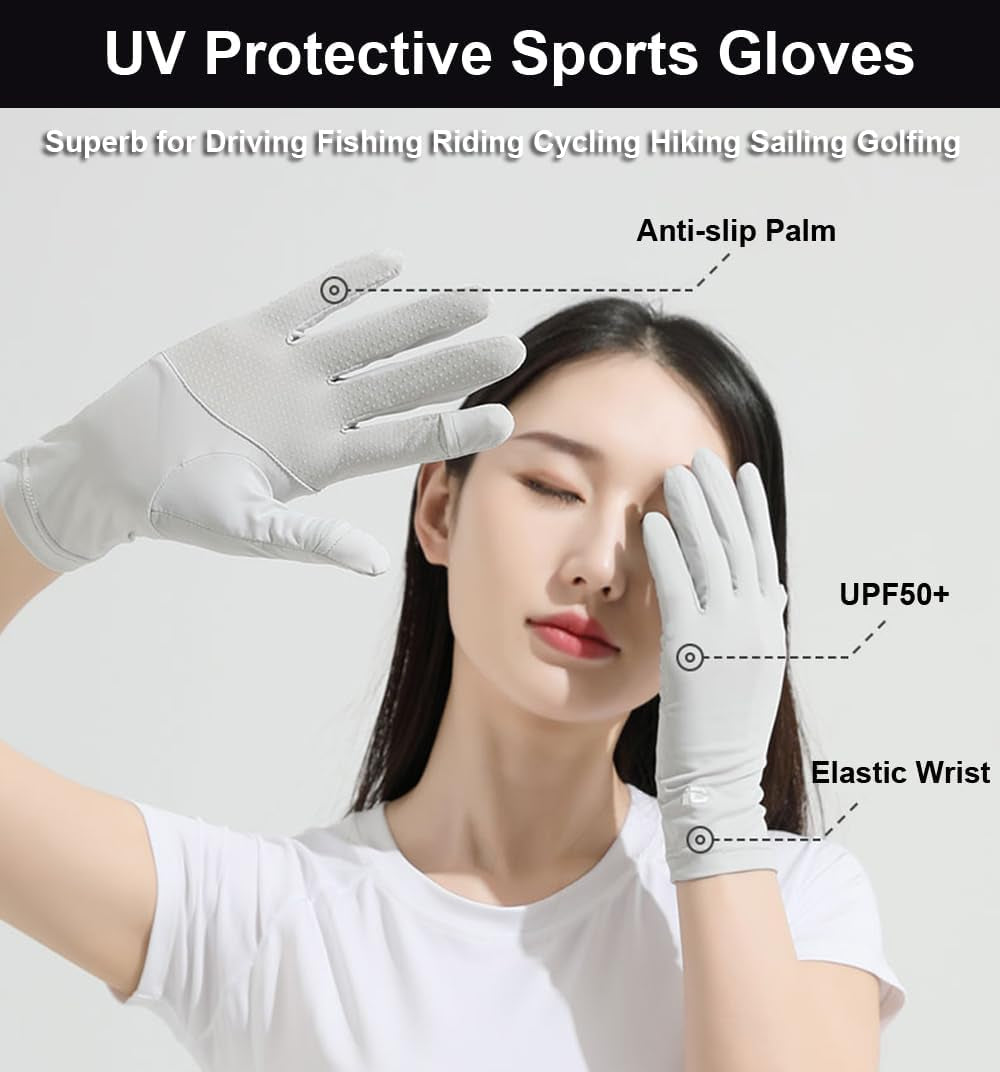 Ultra Thin Full Finger UV Protection Driving Gloves for Women, Ice Silk UV Summer Gloves