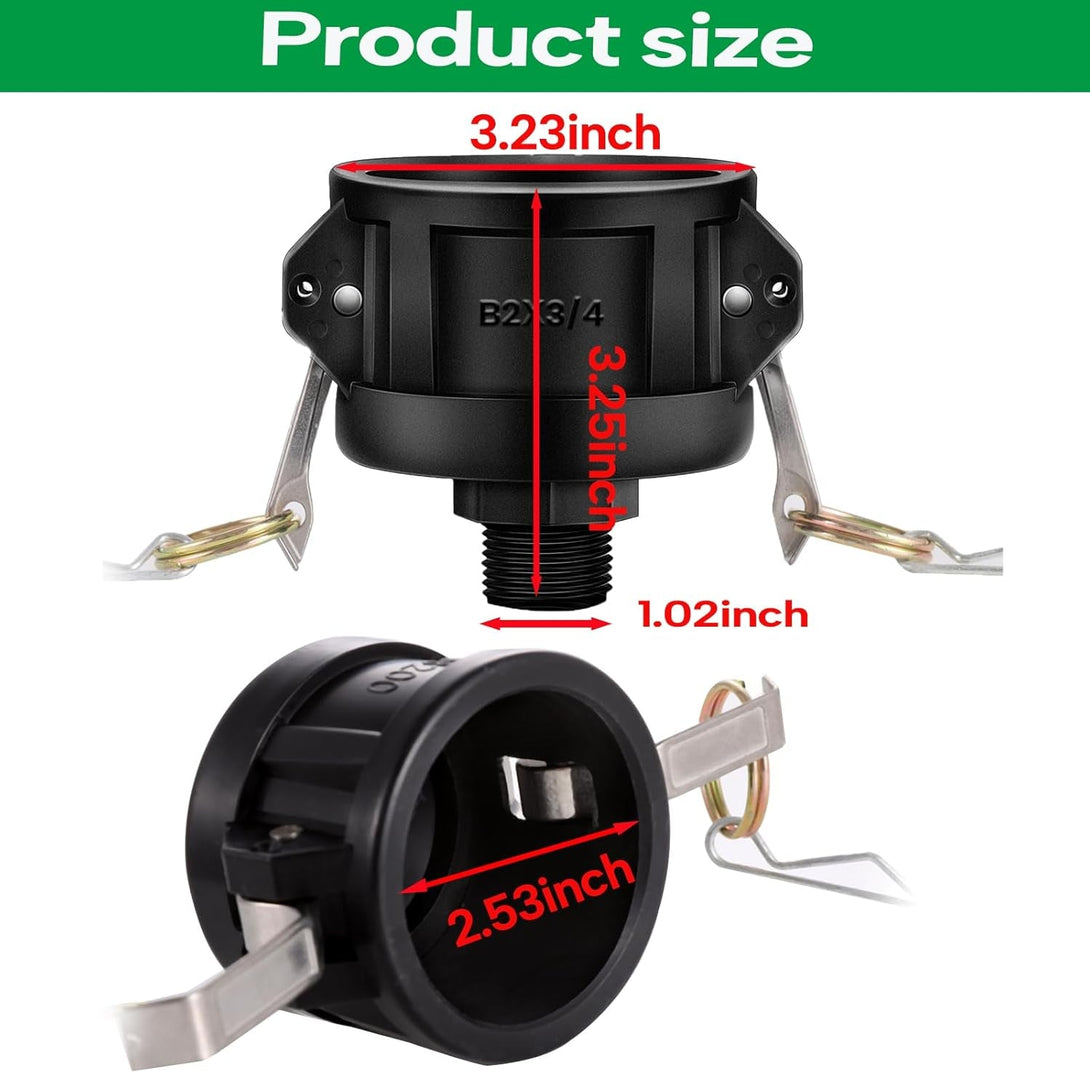 275 330 Gallon IBC Tote Adapter, Tank Drain Adapter for Garden Hose，Ibc Tote Fittings，2 Inch Camlock Fittings to 3/4 Inch Male，1 Pack