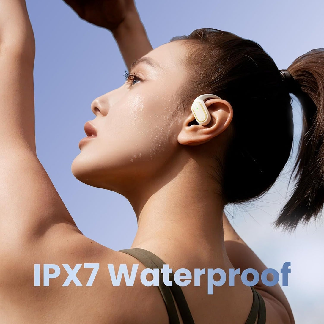 Open Ear Headphones Earbuds Wireless - 5.4 Bluetooth Ear Buds with LED Digital Display IPX7 Waterproof, Wireless Headphones Touch Control Air Conduction Stereo Sound with 18.2Mm Drivers 80H Playtime