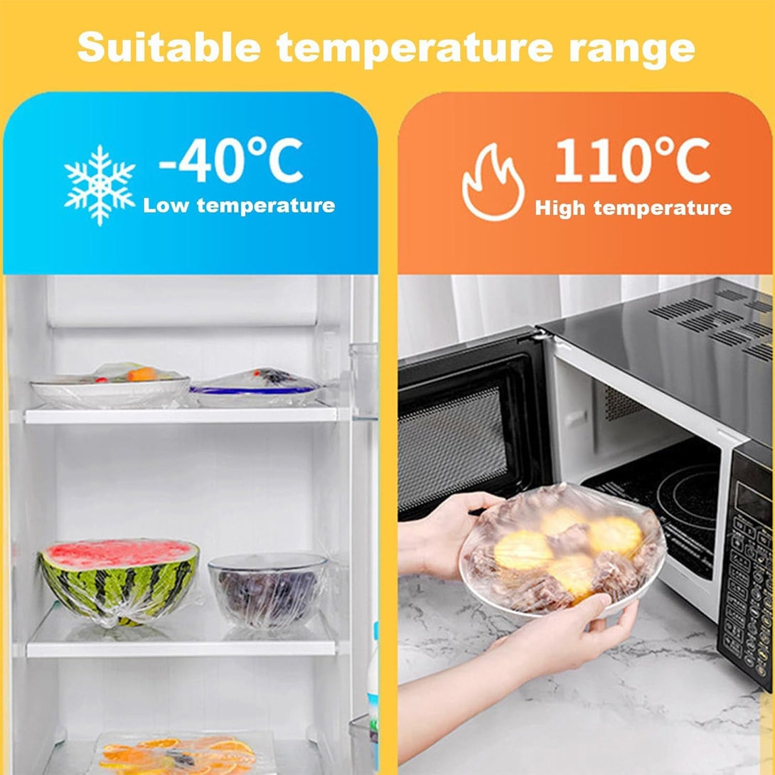 300Pcs Reusable Elastic Food Covers - Universal Stretchable Clear Adjustable Plastic Plate & Bowl Covers, Outdoor Fresh Keeping Bags, Kitchen Baking Picnic and Food Storage Bread Proofing Cover.