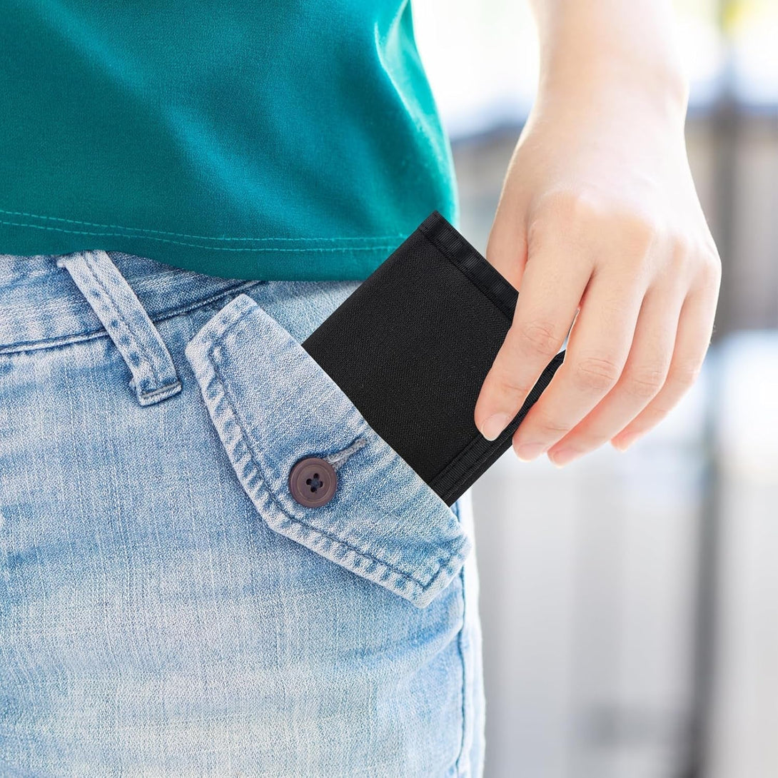 Men’S Nylon Trifold RFID Wallet with ID Window, Slim Security Wallet for Card Cash Holder, Modern Fashion Stylish Wallet Gifts for Teen Boys and Men, One Size -Black