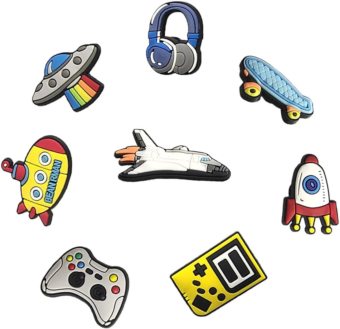 UNISKY 35,50,100Pcs Random Shoe Charms for Boys Cartoon PVC Shoe Accessories, Different Shapes of Shoe Decorations and Bracelets Wristbands Party Gifts